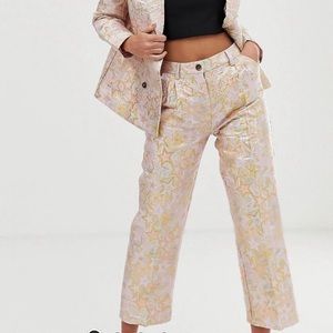 Dusty Daze straight leg jacquard print pants